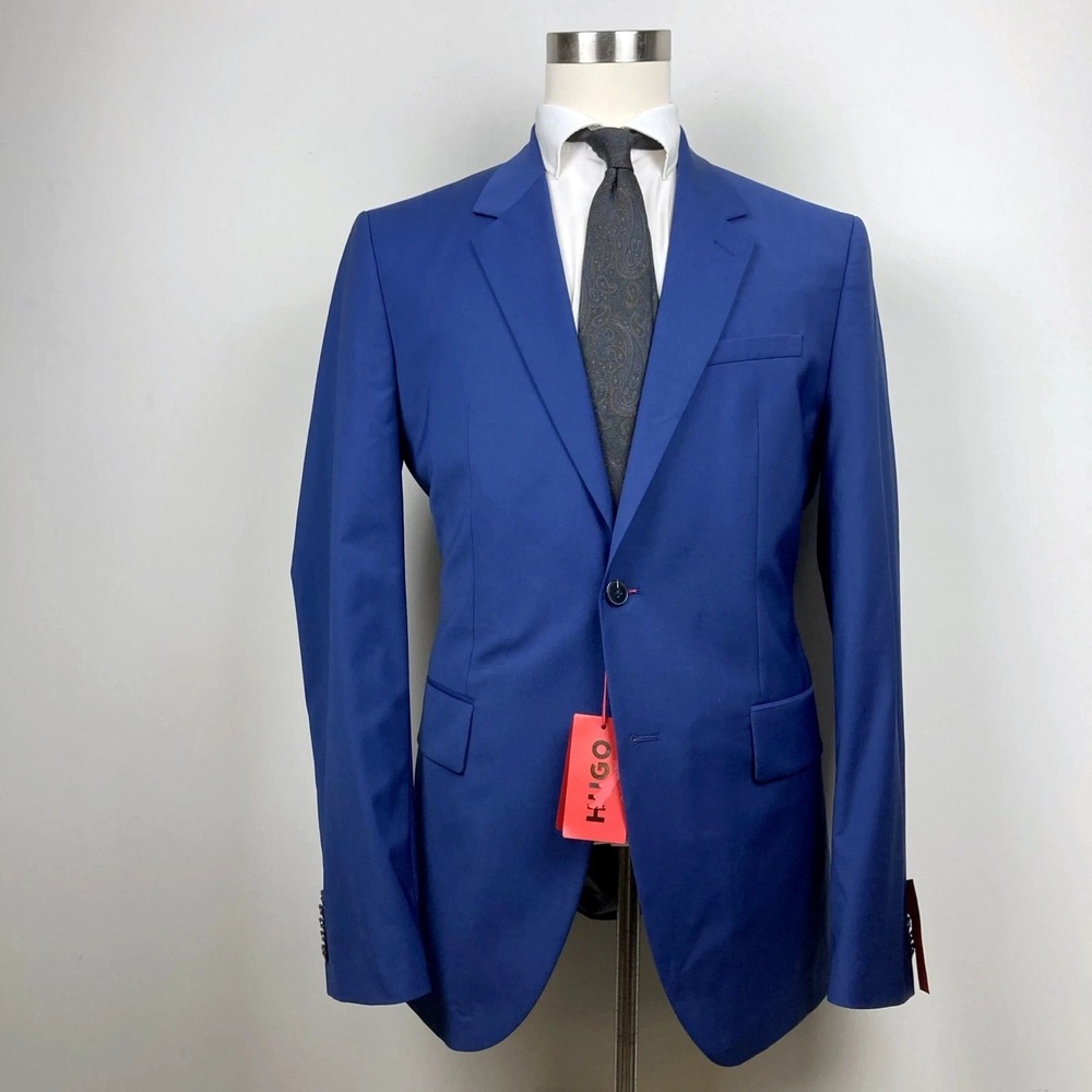HUGO by Hugo Boss Mens Modern fit Suit Jacket Blazer 42L Blue Superflex No pants